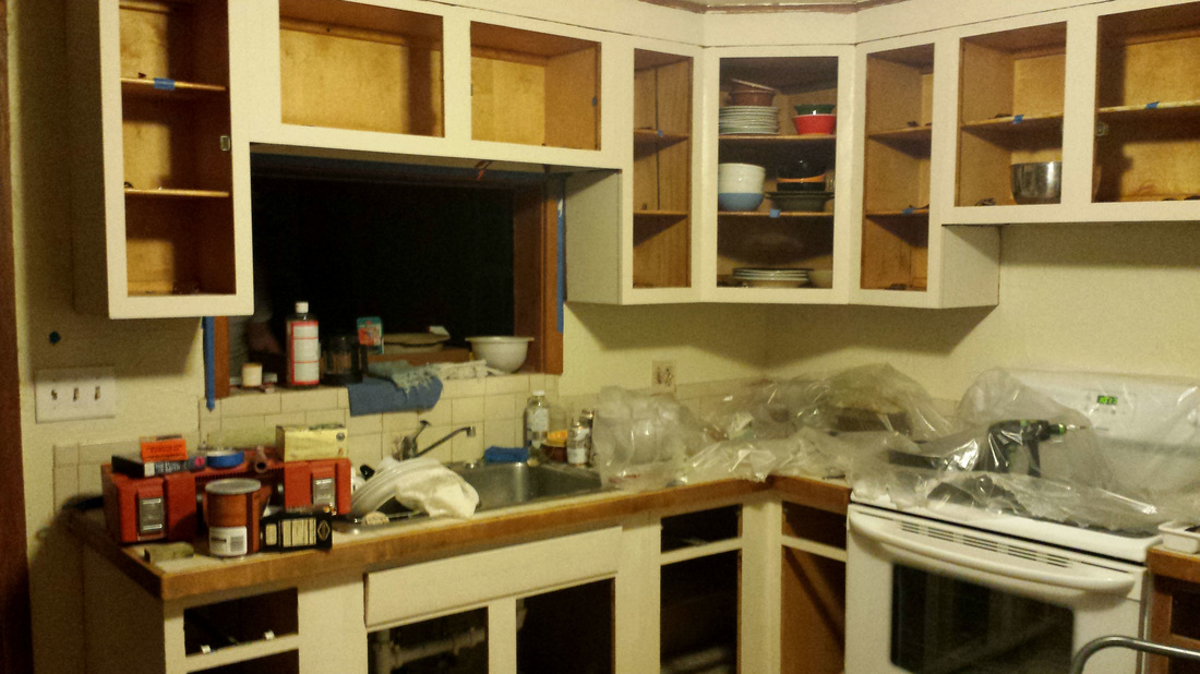 Painted kitchen cabinets without doors